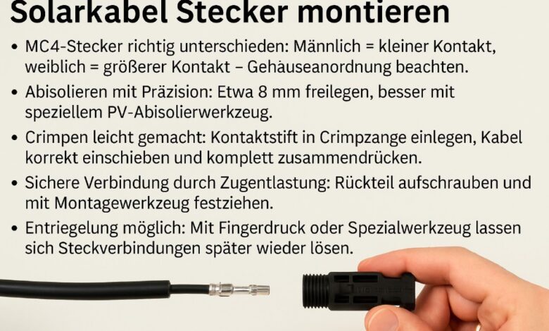 MC4 Solarstecker montieren Anleitung