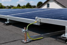 PV-Anlage Erdung am Montagesystem und Anschluss an die Haupterdungsschiene