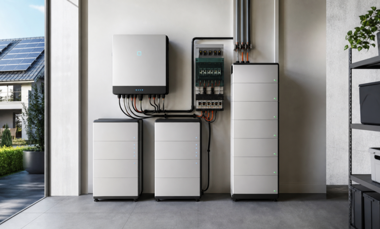 Hochvolt und Niedervolt Speicher im Vergleich in einem modernen PV-Technikraum