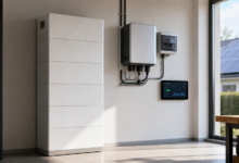 Moderner Photovoltaik-Speicher mit Hybrid-Wechselrichter in einem Einfamilienhaus